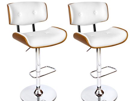 Artiss 2x Bar Stools Gas Lift Leather White Sale