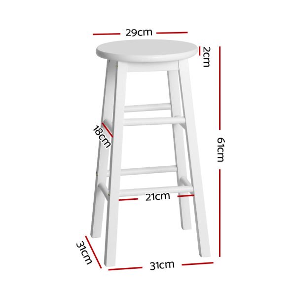 Artiss 2x Bar Stools Round Chairs Wooden White For Cheap