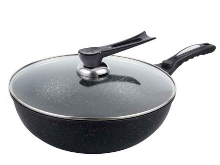 SOGA Commercial Ceramic Coated Non-Stick Fry Pan with Glass Lid  FryPan 30cm Fashion