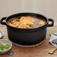 SOGA Cast Iron 24cm Stewpot Casserole Stew Cooking Pot With Lid 3.6L Black Supply