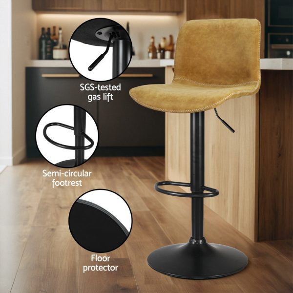 Artiss 4x Bar Stools Kitchen Swivel Gas Lift Chairs Brown on Sale