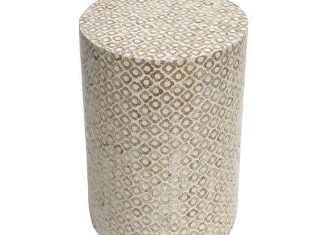 GOLDIE CIRCULAR MOTHER OF PEARL STOOL SIDE TABLE For Sale