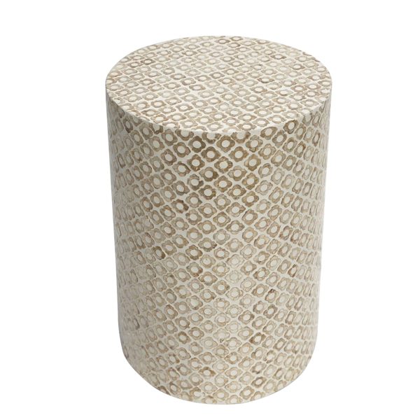 GOLDIE CIRCULAR MOTHER OF PEARL STOOL SIDE TABLE For Sale