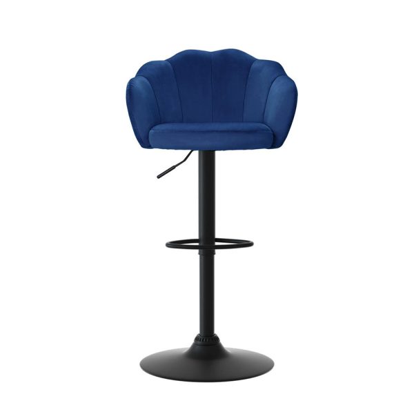 Artiss 4x Bar Stools Gas Lift Velvet Blue Supply