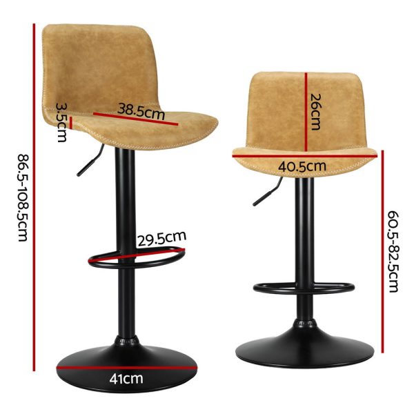 Artiss 4x Bar Stools Kitchen Swivel Gas Lift Chairs Brown on Sale