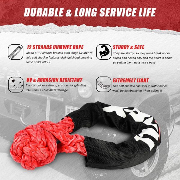 X-BULL 4WD Recovery Kit Kinetic Recovery Rope With 14500LBS Electric Winch 12V Winch 4WD 4X4 Offroad Hot on Sale