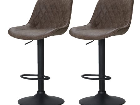 Artiss 2x Bar Stools Gas Lift Vintage Leather Brown Sale