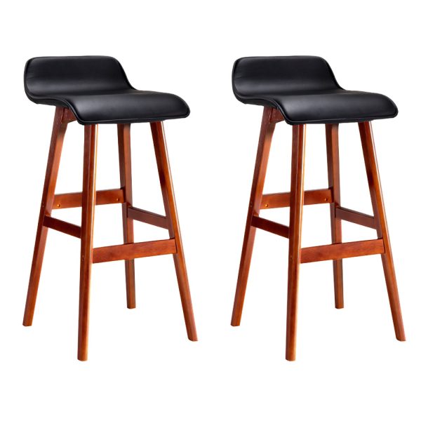 Artiss 2x Bar Stools Wooden Stool Black on Sale