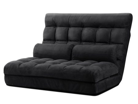 Artiss Lounge Sofa Bed 2-seater Charcoal Suede For Discount