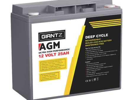 Giantz AGM Deep Cycle Battery 12V 25Ah Box Portable Solar Caravan Camping Discount