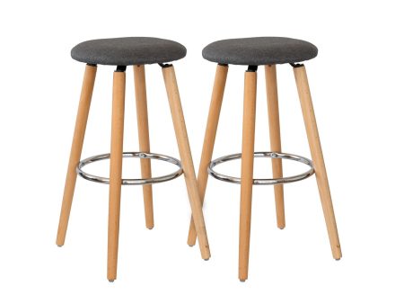 2 Cotton Steel Modern Padded Barstools (Grey Wood) Supply