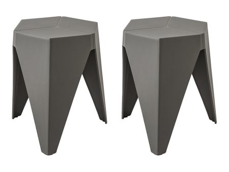 Artiss 2x Bar Stools Puzzle Plastic Foot Stool Grey Online now