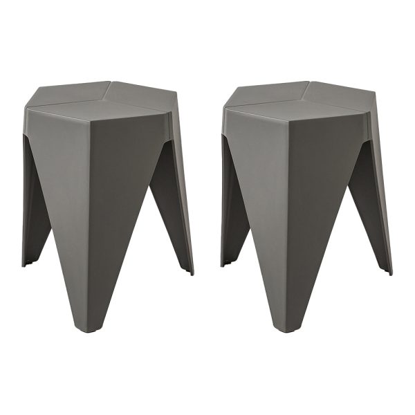 Artiss 2x Bar Stools Puzzle Plastic Foot Stool Grey Online now