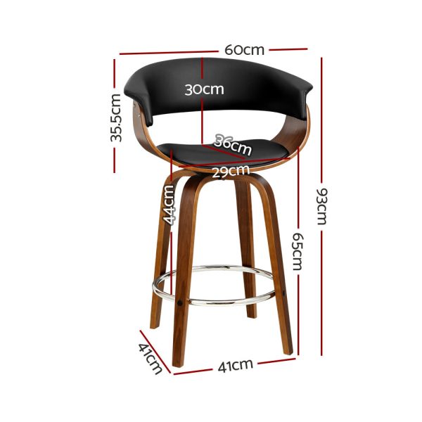 Artiss 4x Bar Stools Swivel PU Seat Wooden Fashion