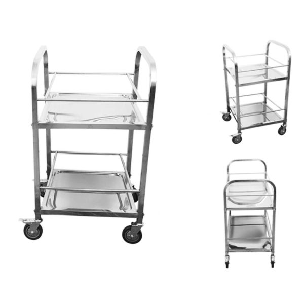 SOGA 2 Tier Stainless Steel Square Tube Drink Wine Food Utility Cart 500x500x950 Online now