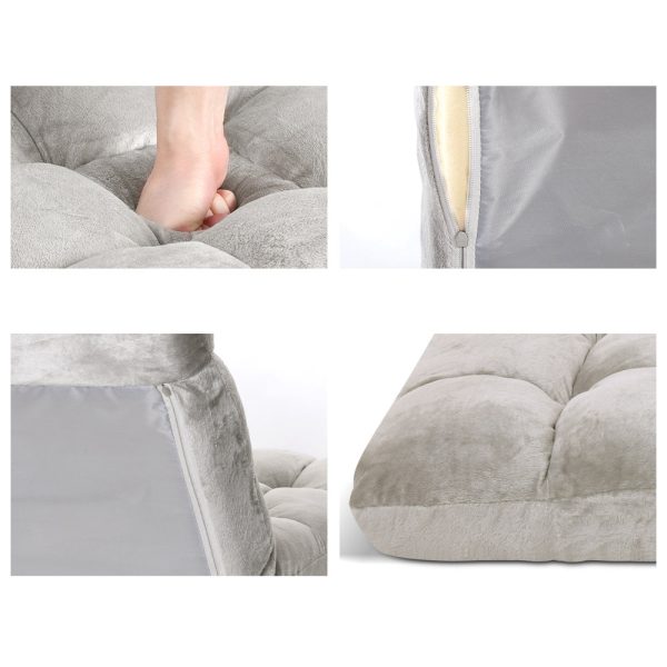 Artiss Lounge Sofa Bed Flannel Fabric Grey Online