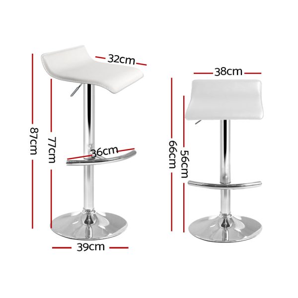 Artiss 4x Bar Stools Adjustable Gas Lift Chairs White Sale