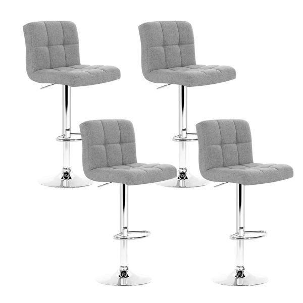 Artiss 4x Bar Stools Leather Gas Lift Grey Online Sale