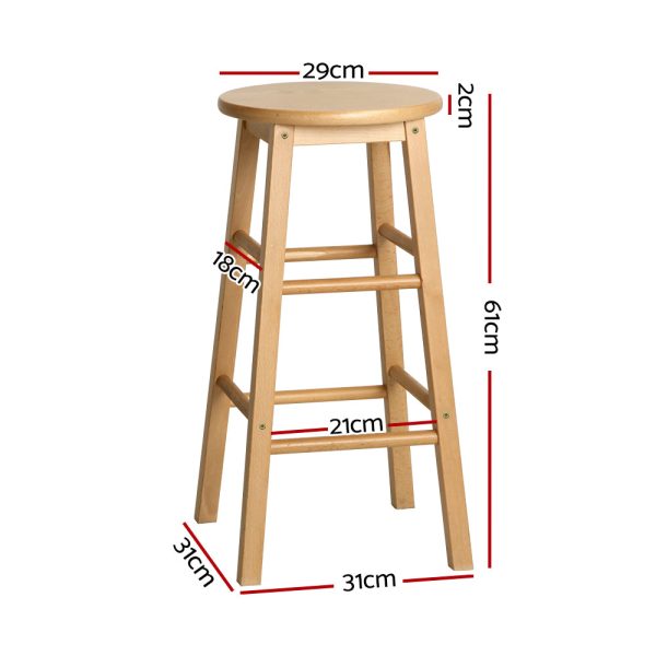 Artiss 2x Bar Stools Round Chairs Wooden Nature Supply