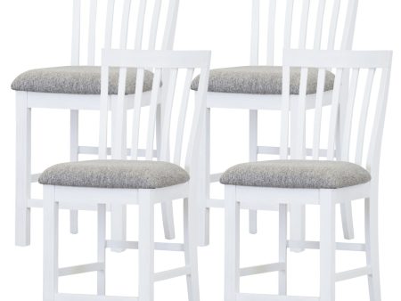 Laelia Tall Bar Chair Stool Set of 4 Solid Acacia Wood Coastal Furniture - White Discount