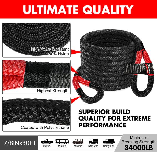 X-BULL 4WD Recovery Kit 15PCS Winch Recovery track Kinetic Rope Snatch Strap 4X4 Online Sale