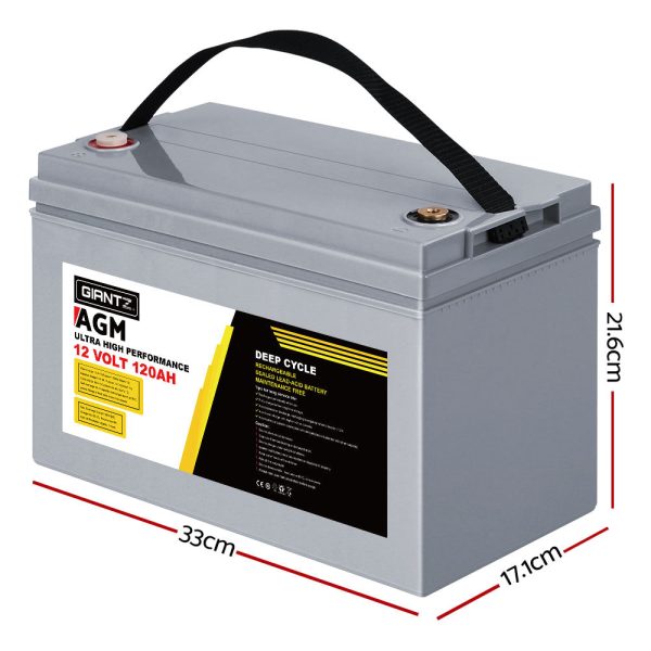 Giantz AGM Deep Cycle Battery 12V 120Ah x2 Box Portable Solar Caravan Camping on Sale