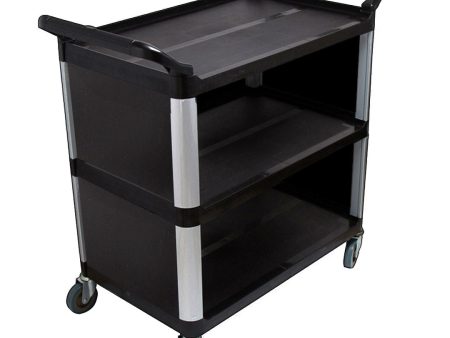 SOGA 3 Tier Covered Food Trolley Food Waste Cart Storage Mechanic Kitchen Black For Sale