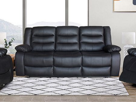 3+1+1 Seater Recliner Sofa In Faux Leather Lounge Couch in Black Sale