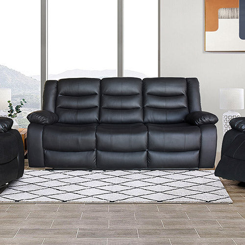 3+1+1 Seater Recliner Sofa In Faux Leather Lounge Couch in Black Sale