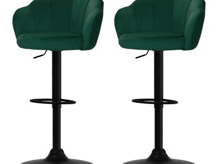 Artiss 2x Bar Stools Gas Lift Velvet Green Cheap