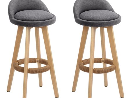 Artiss 2x Bar Stools Padded Linen Wooden Grey Online