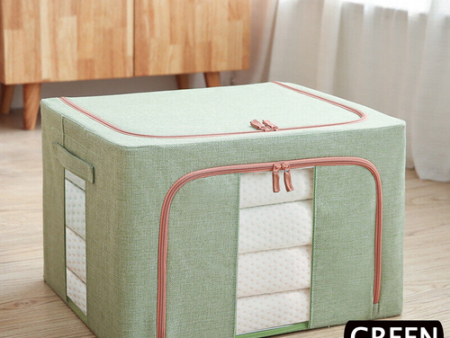 Foldable Storage Box Crushed Steel Frame Clothes Quilt Toys Organizer 24L Online Hot Sale