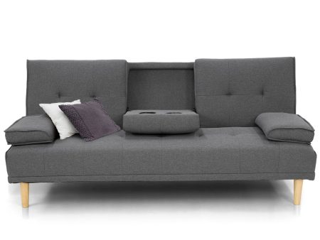 Sarantino Rochester Linen Fabric Sofa Bed Lounge Couch Futon Furniture Suite - Dark Grey Online now