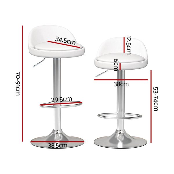 Artiss 4x Bar Stools PU Leather Gas Lift White Sale