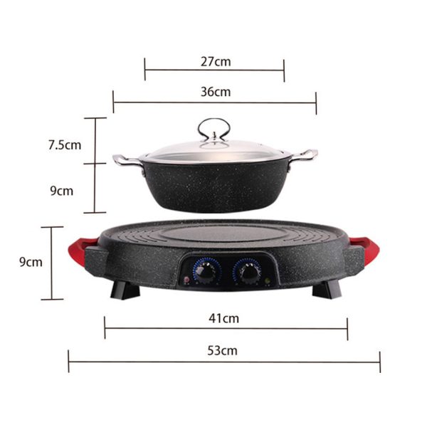 SOGA 2 in 1 Electric Stone Coated Grill Plate Steamboat Two Division Hotpot Hot on Sale