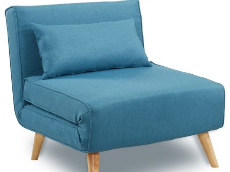 Sarantino Adjustable Corner Sofa 1 Seater Lounge Linen Bed Seat - Blue Online now