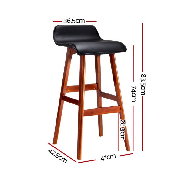 Artiss 2x Bar Stools Wooden Stool Black on Sale