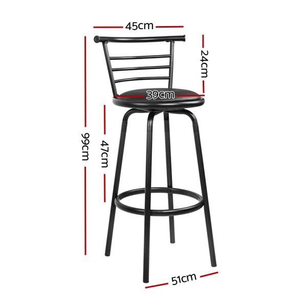 Artiss 2x Bar Stools Swivel Leather Padded Metal Sale