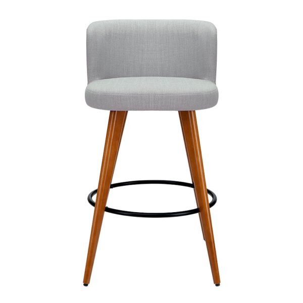 Artiss 2x Bar Stools Linen Padded Wooden Grey Discount