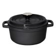 SOGA Cast Iron 24cm Stewpot Casserole Stew Cooking Pot With Lid 3.6L Black Supply