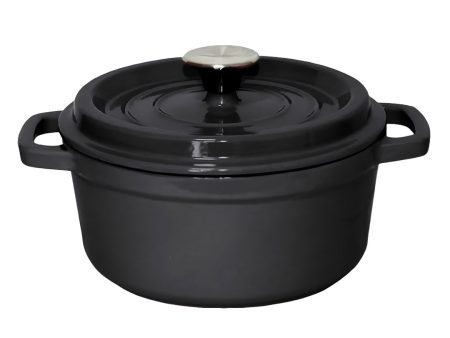 SOGA Cast Iron 24cm Stewpot Casserole Stew Cooking Pot With Lid 3.6L Black Supply