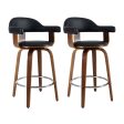 Artiss 2x Bar Stools Leather Seat Wooden Legs For Sale