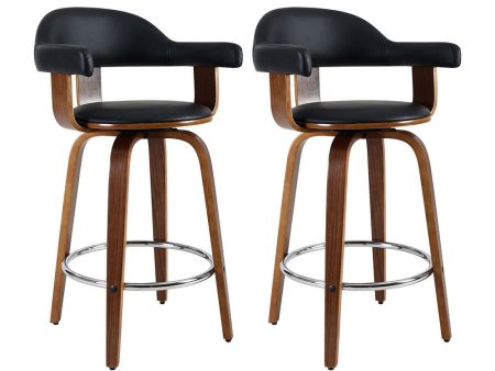 Artiss 2x Bar Stools Leather Seat Wooden Legs For Sale