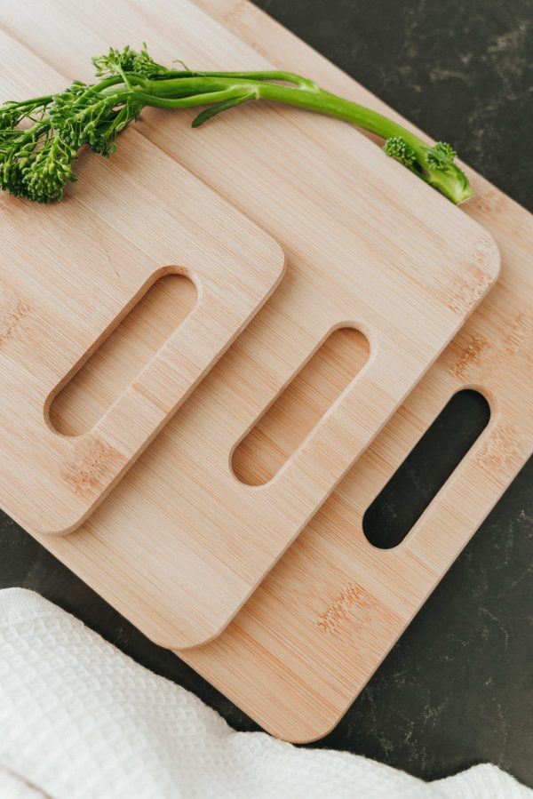 6pcs Bamboo Wood Chopping Board 3-Set Cheese Cutting & Serving Light Wood Tone For Cheap