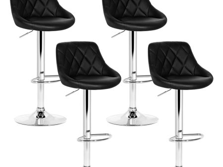 Artiss 4x Bar Stools Leather Padded Gas Lift Black Online now